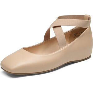 Dream Pairs Women's Nude-pu Polyurethane (PU) Slip-on Square Toe Ballet Flats